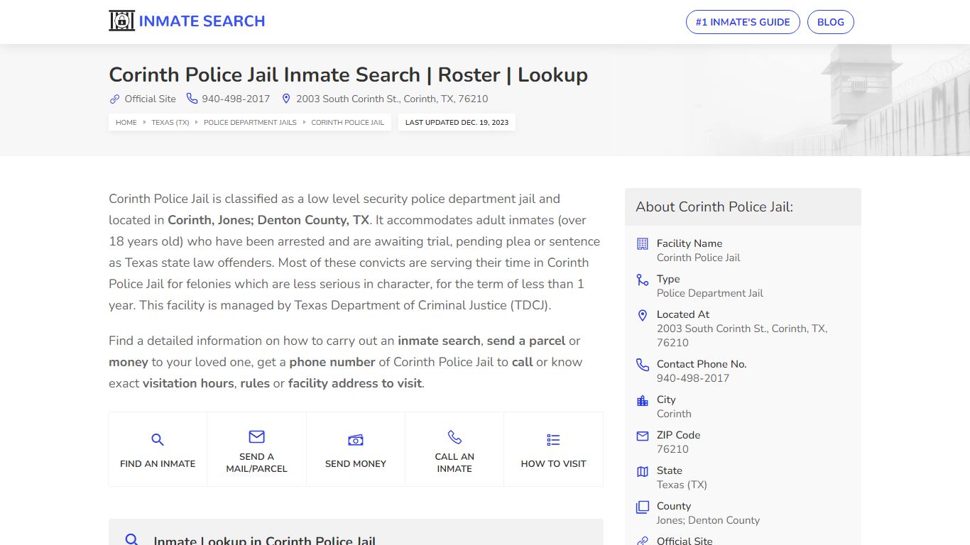 Corinth Police Jail Inmate Search | Roster | Lookup